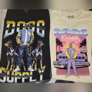 Snoop Dogg Bundle Of 2 Large Rap Tees, Men's L Black And Off-White